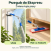 Przegub do Ekspresu — ilustracja zmiany kąta pracy przy oknie i pod meblami. Drążek, konus i głowice są dodatkowymi akcesoriami.