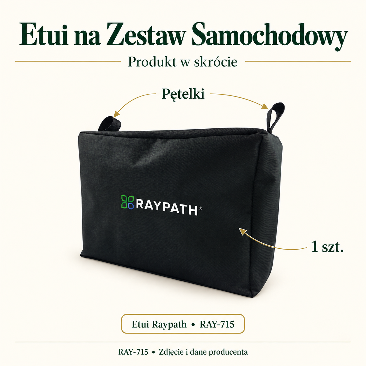 Car Set Case, 1 piece, article number: 715. Graphic with labels for the visible product components.