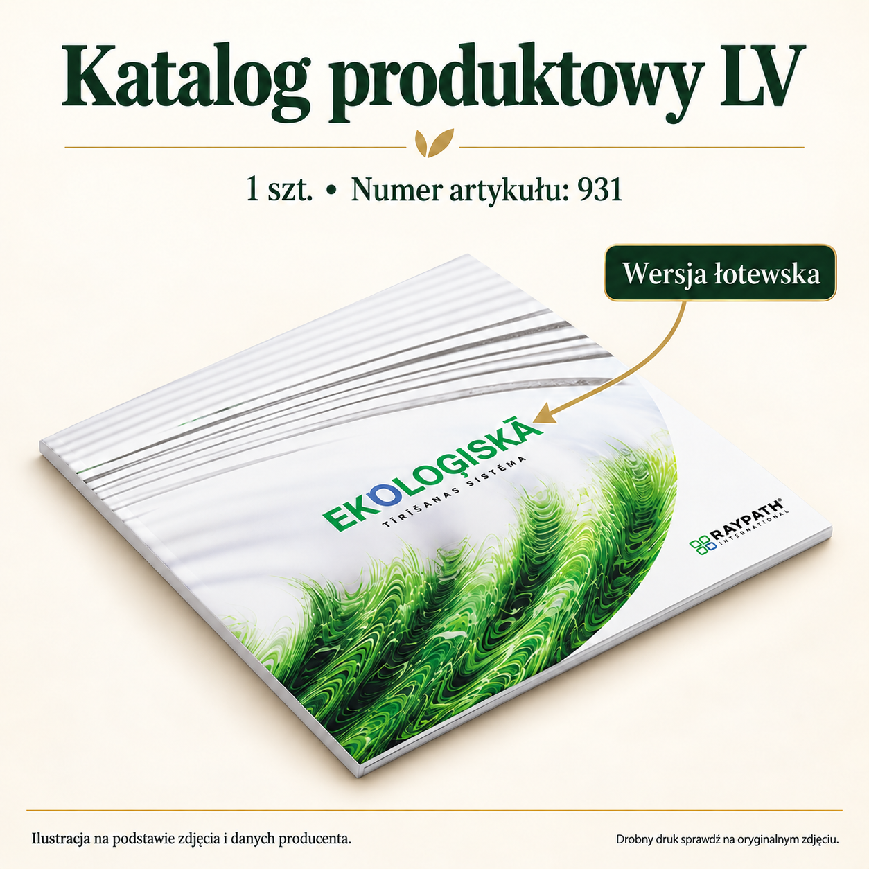 Katalog produktowy LV — 1 szt, Numer artykułu: 931. Grafika z podpisami widocznych elementów produktu.
