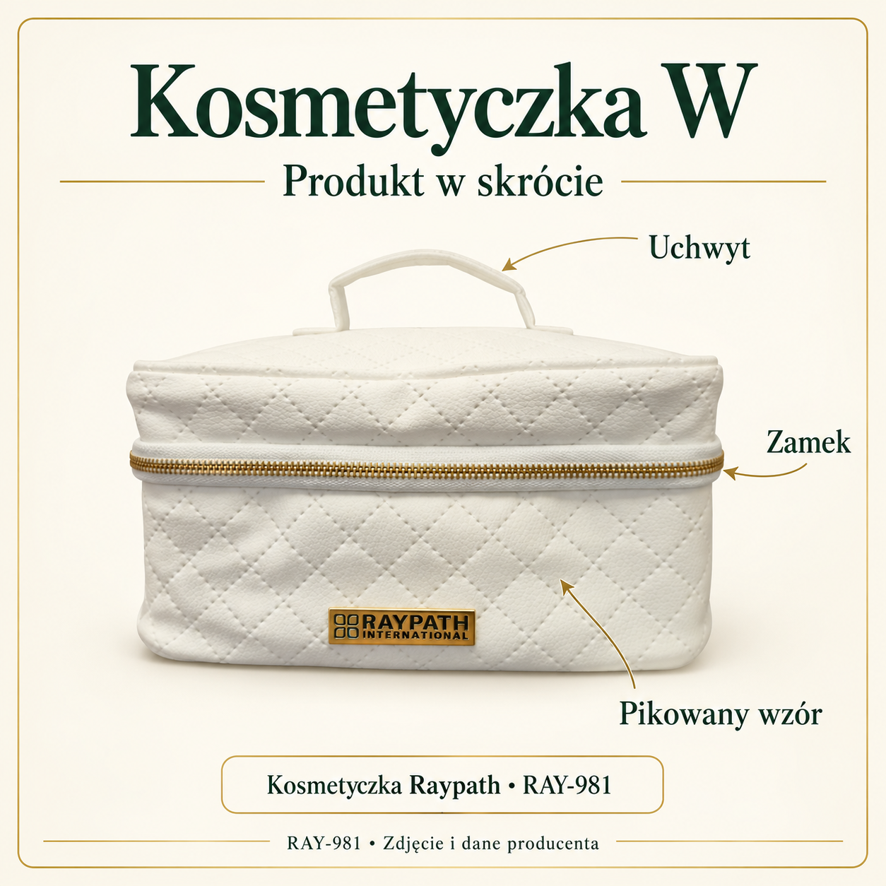 Toiletry bag W: Article number: 981. Graphic labelling the visible product components.