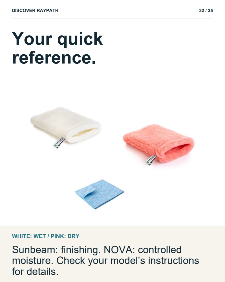 32/35. Your quick reference.. WHITE: WET / PINK: DRY. Sunbeam: finishing. NOVA: controlled moisture. Check your model’s instructions for details.