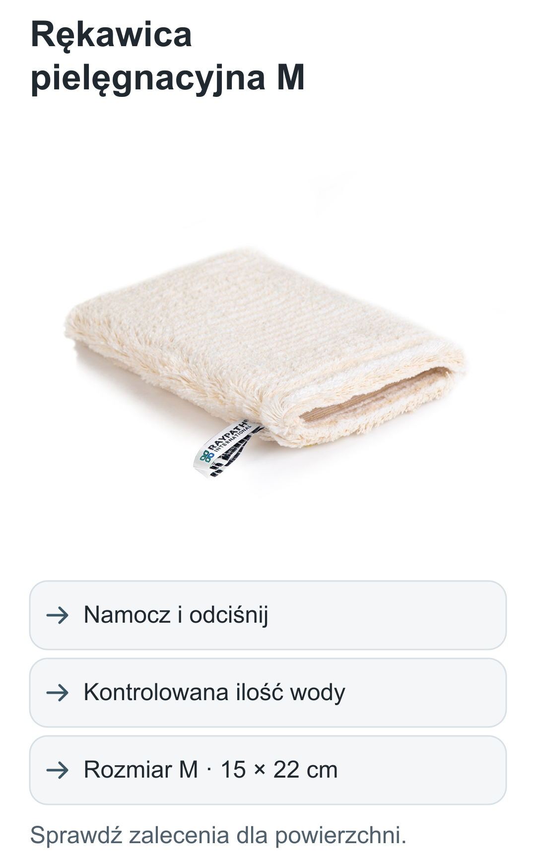 Rękawica pielęgnacyjna M