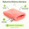 Rękawica Różowa dziecięca. Do użytku na sucho. Wytrzep lub odkurz w razie potrzeby. Mikrowłókna z nanosrebrem. Pranie do 60°C · Bez płynu do płukania