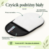 Czyścik podróżny biały. Praca na mokro. Do materiałów odpornych na wodę. Wykończenie skórą syntetyczną. Pranie do 60°C · Bez płynu do płukania