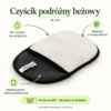 Czyścik podróżny beżowy. Do użytku na wilgotno. Materiał z nanosrebrem. Wykończenie skórą syntetyczną. Pranie do 60°C · Bez płynu do płukania