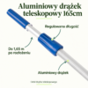 Drążek teleskopowy aluminiowy 165 cm — instrukcja Drążek teleskopowy aluminiowy 165 cm — ilustracja sposobu użycia. Regulowana długość. Do 1,65 m po rozłożeniu. Aluminiowy drążek
