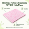 Ręcznik różowy Sunbeam SPORT 150x70cm — instrukcja Ręcznik różowy Sunbeam SPORT 150x70cm. Pranie do 60°C. Bez płynu do płukania. Unikaj intensywnego suszenia. Pielęgnacja: unikaj suszarki automatycznej i grzejnika.