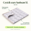 Czyścik szary Sunbeam XL. Polerowanie na sucho. Po zwilżeniu wypoleruj do sucha. Pranie do 60°C · Bez płynu do płukania