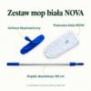 Zestaw mop biała nova — zawartość zestawu Zestaw mop biała nova. Poduszka biała NOVA. Drążek aluminiowy 165 cm. Uchwyt błyskawiczny. Trzy elementy w zestawie według producenta.