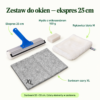 Zestaw do mycia okien (25cm) SUNBEAM 55x55 — zawartość zestawu Zestaw do mycia okien (25cm) SUNBEAM 55x55. Rękawica biała M. Mydło z mikrosrebrem 100 g. Sunbeam szary XL. Ekspres 25 cm. Sunbeam 55 × 55 cm. Cztery elementy w zestawie.